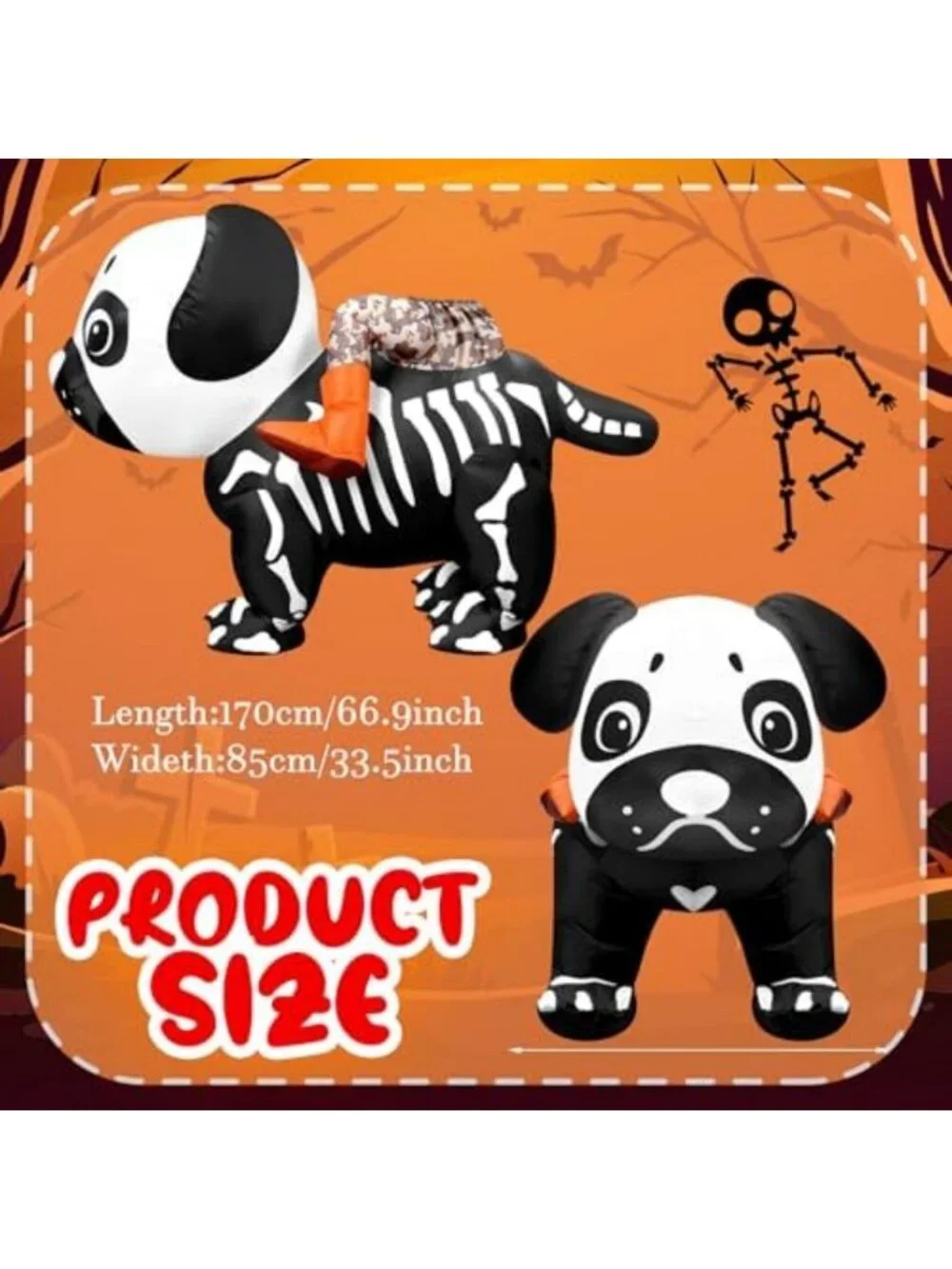 Halloween Skeleton Inflatable Dog Costume for Adults - Fun Ride-On Outfit